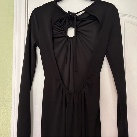 Zara ruched low back black dress ankle lwngthy - Picture 7 of 11